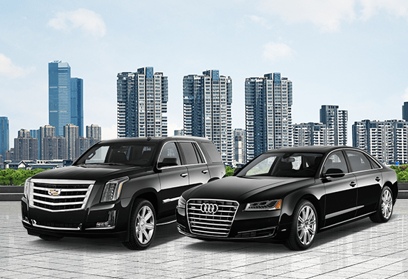This image illustrates two luxury Limousines showing corporate limo service